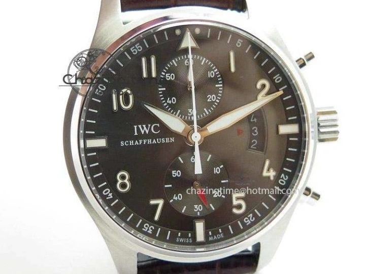 MIROTIME 0504 Pilot Chrono SS 3878 Gray Dial on Brown Leather Strap A Resilient 7395